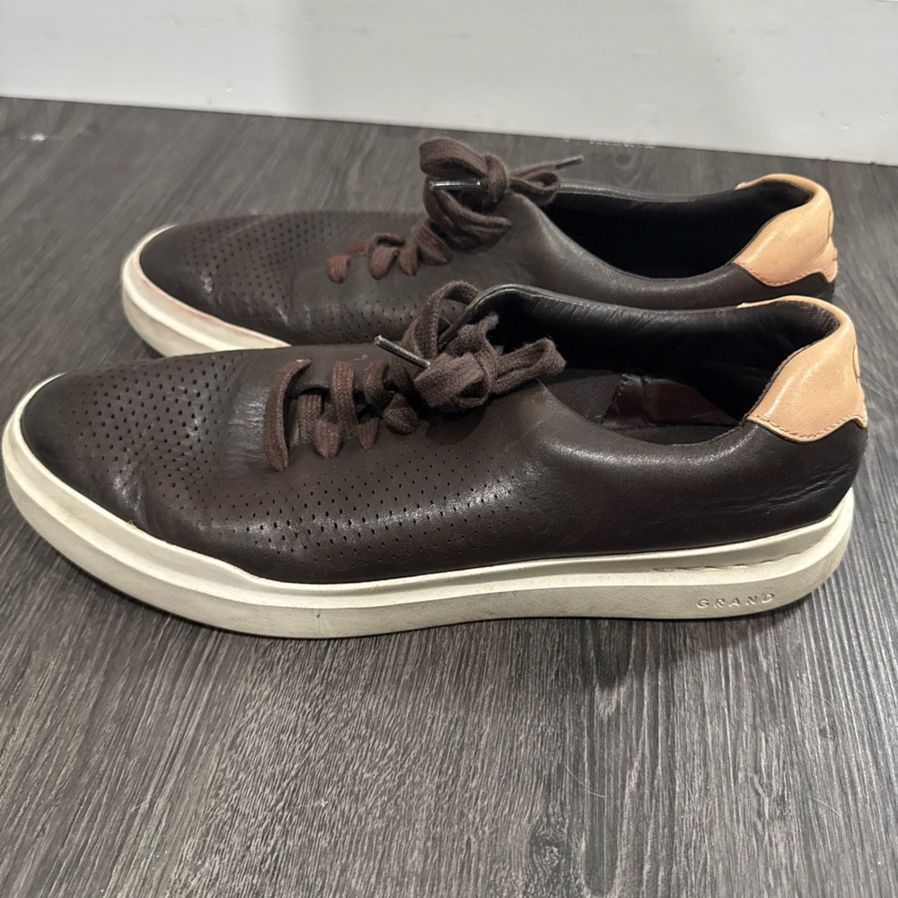 Cole Haan Dark Brown Leather Slip-On Sneakers